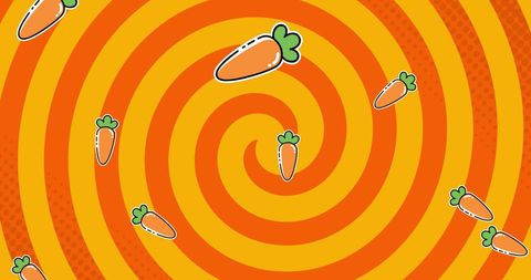 Illustrated Carrots on Vibrant Swirl Background