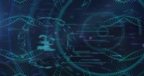 Abstract Digital Interface with Padlock Icon on Dark Background