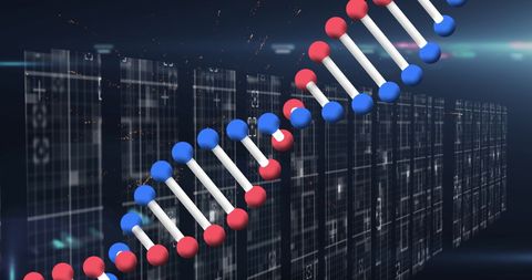 colorful dna helix rotating against a futuristic abstract background with firework explosion effects, representing genetics in a technological and celebratory context. suitable for biotechnology blogs, science education materials, and medical research presentations.