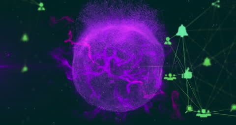 Glowing Digital Network Concept Globe with Social Icons