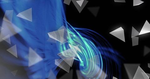 Abstract Neon Light Trails with Floating Triangles - Download Free Stock Images Pikwizard.com