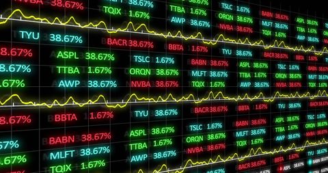 Dynamic Stock Ticker Display Featuring Cryptocurrency Quotes - Download Free Stock Images Pikwizard.com