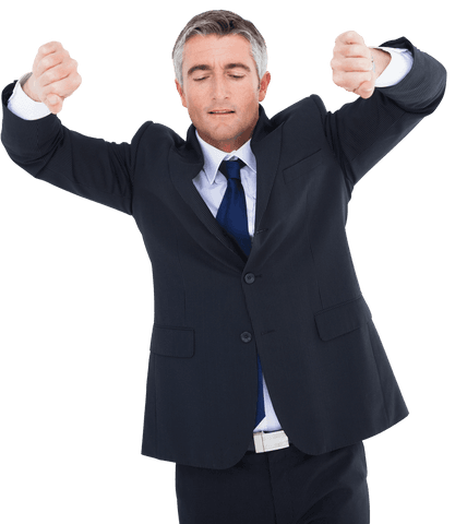 transparent businessman in suit clenching fists confidently - Download Free Stock Videos Pikwizard.com