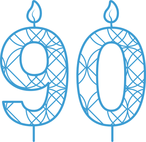 transparent blue 90 birthday candle illustration with pattern - Download Free Stock Videos Pikwizard.com