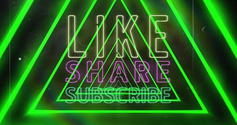 Glowing Neon Like Share Subscribe Message with Triangles