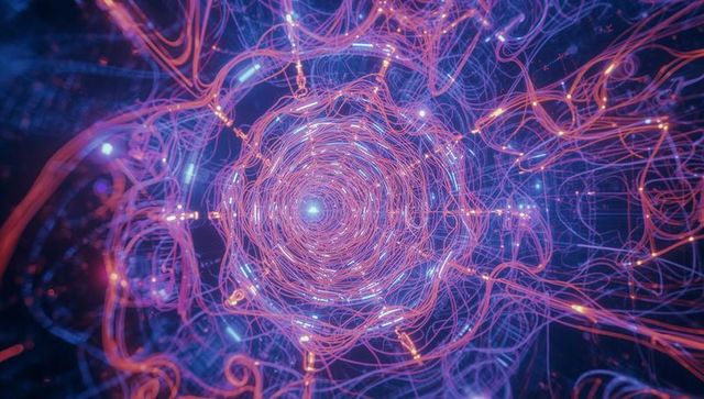 Futuristic Neon Energy Network with Glowing Core