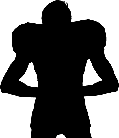 Silhouette of american football player in transparent format