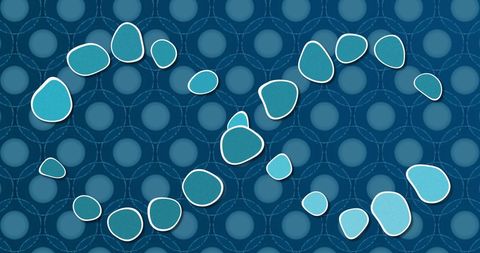 Abstract DNA Helix Representation on Blue Cellular Background