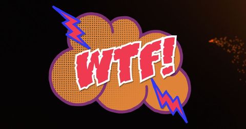 Energetic WTF Comic Text with Lightning Bolts