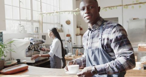 African American Baristas Proudly Serving in Modern Coffee Shop