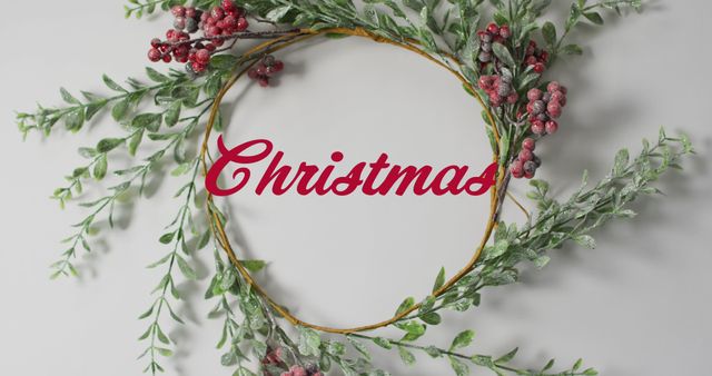 Christmas Wreath with Holly Leaves and Red Berries - Download Free Stock Images Pikwizard.com