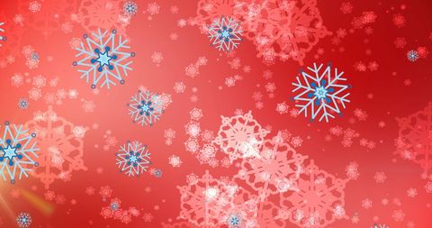 Blue Snowflakes on Red Background Christmas Design Festive Illustration - Download Free Stock Images Pikwizard.com