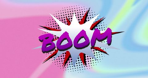 Retro Comic Book Style BOOM Text on Vibrant Background
