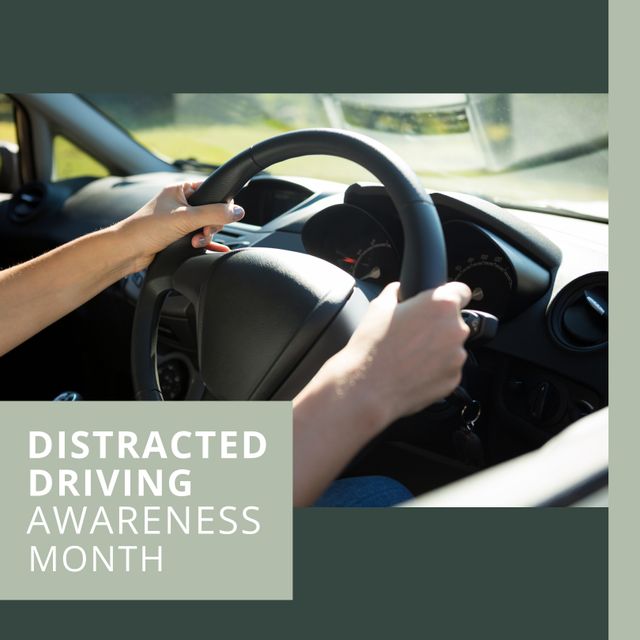 Woman Driving Car for Distracted Driving Awareness Campaign - Download Free Stock Templates Pikwizard.com