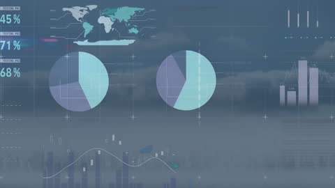 Digital Interface with Data Charts and Global Map Analysis