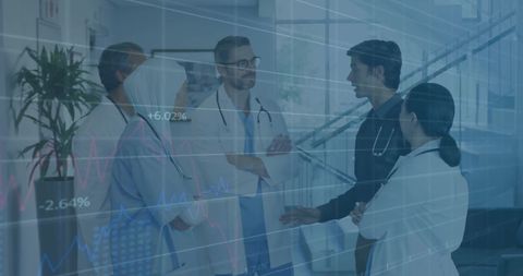 Healthcare Team Discussing Data with Digital Interface Overlay - Download Free Stock Images Pikwizard.com
