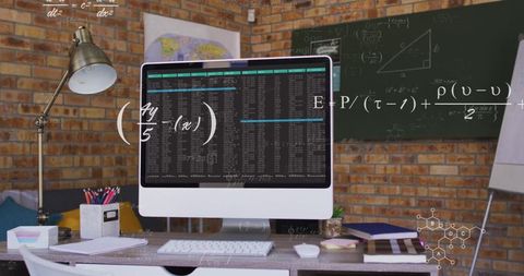 Modern Workspace with Computer Displaying Code in Creative Environment