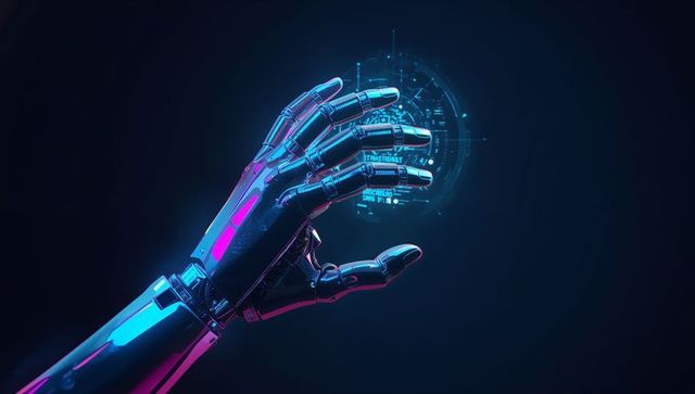 Robotic Hand Controlling Futuristic Holographic Interface