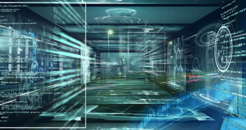 Futuristic Data Stream Across Urban Ethernet