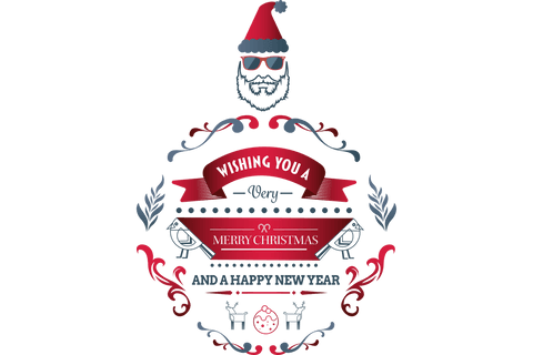 Transparent Christmas and New Year Greeting Ornament Design