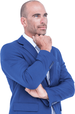 Transparent Businessman Thoughtful Pose Blue Suit