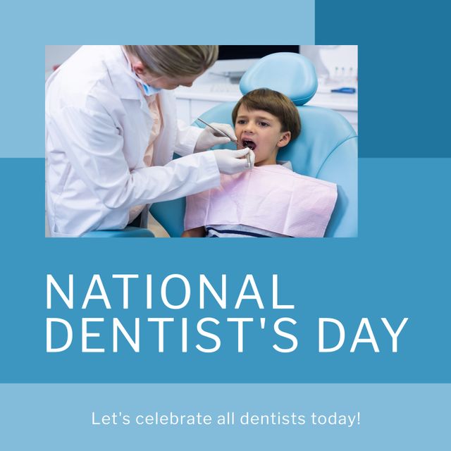 National Dentist's Day Celebration with Female Dentist and Young Boy Patient - Download Free Stock Templates Pikwizard.com