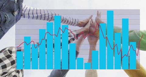 Team Collaboration Overlaid with Analytical Chart for Modern Strategy