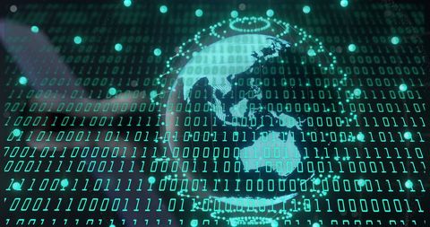Digital Data Processing Over Binary Globe - Download Free Stock Images Pikwizard.com