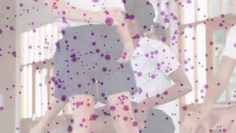 Playful Children in School Hall Background with Abstract Overlay