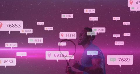 Tennis Player Celebrating Victory in Digital World Palette