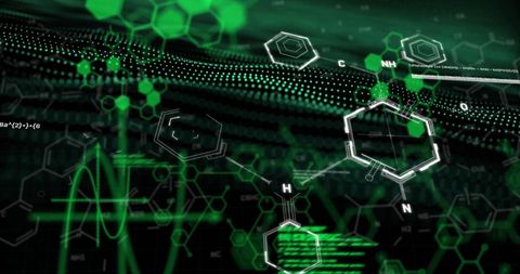 Abstract Scientific Data Visualization with Molecule Structures and Light Trails - Download Free Stock Images Pikwizard.com
