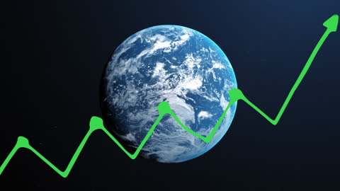 Earth with Financial Growth Graph in Digital Space