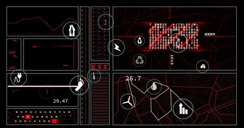 futuristic data processing matrix with digital icons - Download Free Stock Images Pikwizard.com