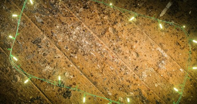 Glow of Flickering Fairy Lights on Rustic Wooden Surface - Download Free Stock Images Pikwizard.com