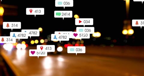 Social Media Icons Overlay in a Blur Cityscape