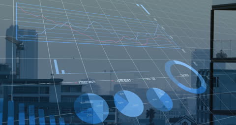 Financial Data Analytics Overlay on Urban Skyline