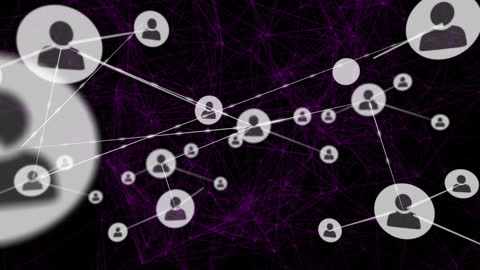Global Digital Network with Purple Lines Background Animation