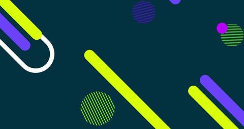 Neon geometric composition featuring diagonal bars, striped circles vector deep teal
