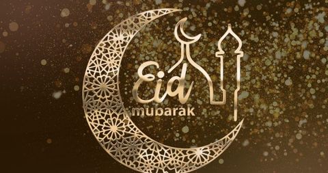 Elegant Eid Mubarak Celebration Gold Crescent Design - Download Free Stock Images Pikwizard.com