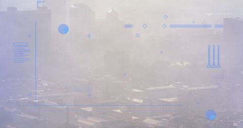 Futuristic Digital Overlay on Urban Skyline - Download Free Stock Images Pikwizard.com