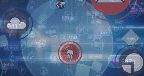 Social Media Network Overlay with Digital Icons on Blue Background - Download Free Stock Images Pikwizard.com