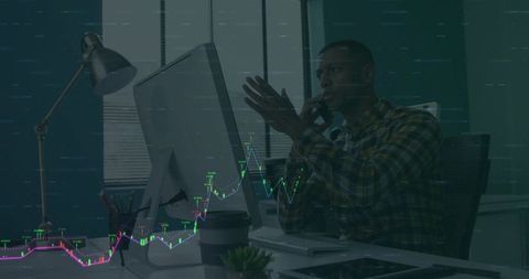 Professional Analyzing Stock Market Trends on Desktop Monitor