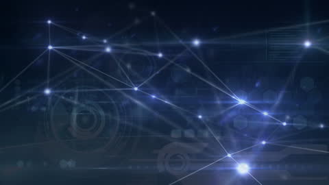 Abstract Digital Network Animation with Connecting Lights