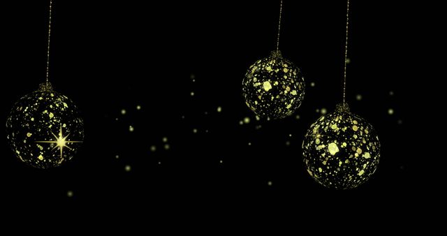 Glittering Golden Christmas Baubles on Black Background - Download Free Stock Images Pikwizard.com