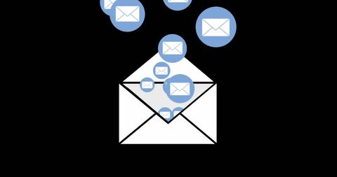 Email concept with envelopes and digital messages in motion