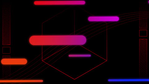 Abstract Geometric Tech Background with Neon Light Trails