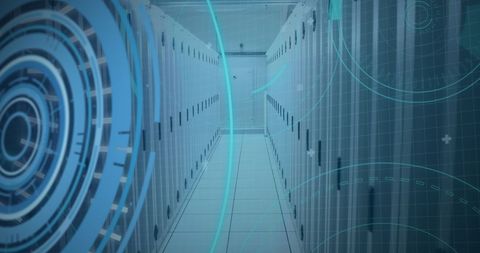 Futuristic Server Room with Digital Interface Holograms - Download Free Stock Images Pikwizard.com