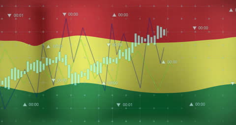 Bolivian Flag with Financial Data Analysis Graph