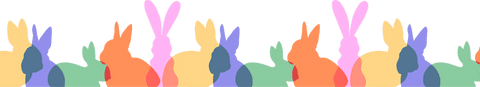 Pastel rabbit silhouette border on transparent background