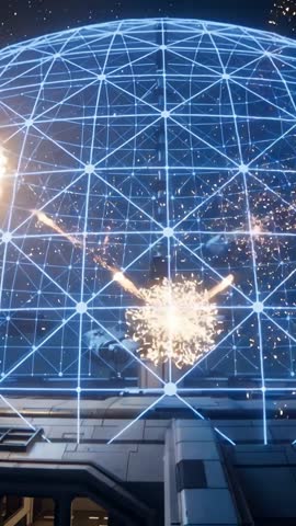 Holographic Geodesic Dome Taking Impact from Plasma Streaks with Sparking Hull Module